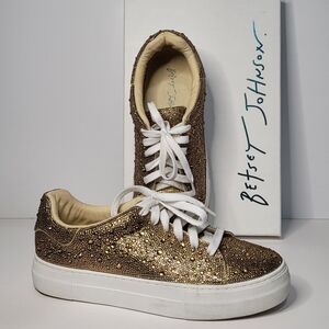Betsey Johnson Sparkling Gold Sneakers